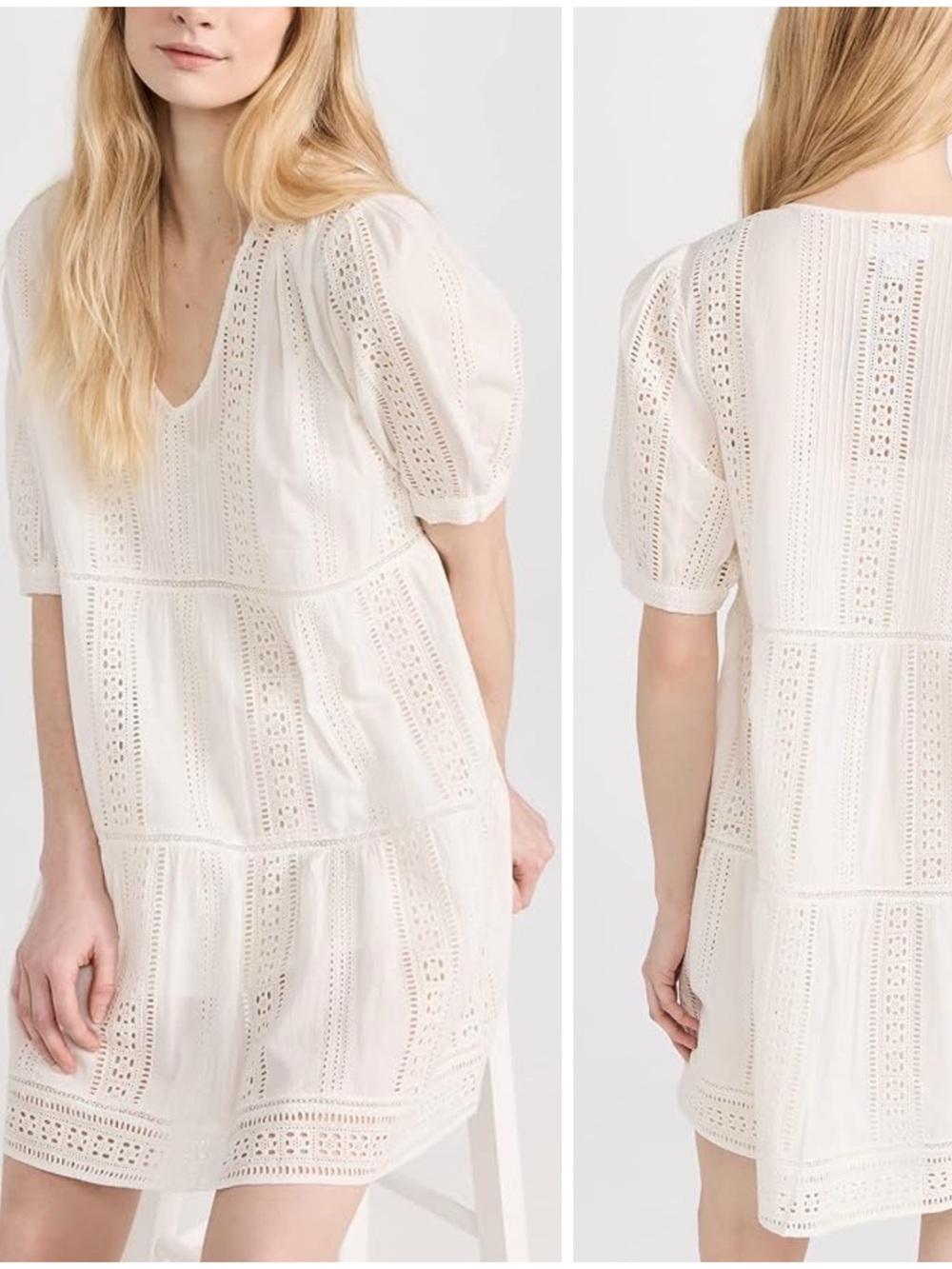 Velvet by Graham Spencer Eyelet Tiered Mini Dress Size M